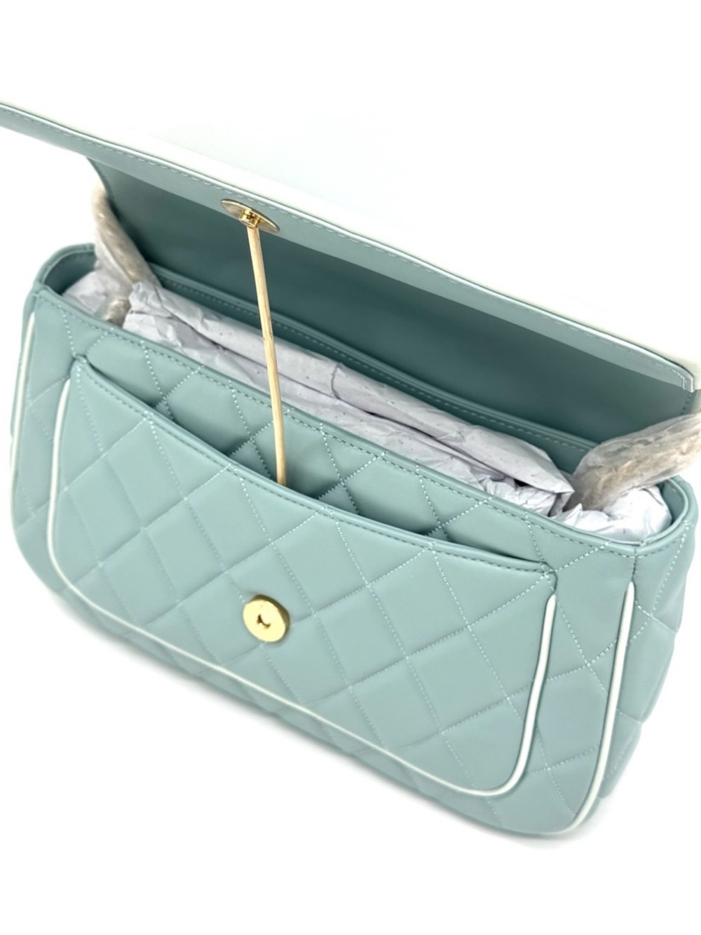 Kate Spade Colorblock Carey Quilted Leather Flap Shoulder Bag Wild Sage - Picture 6 of 9
